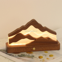 Lampe de chevet créative en forme de montagne, lampe de table LED chinoise, lampe de nuit en acrylique, lampe tactile rechargeable en bois pour enfants