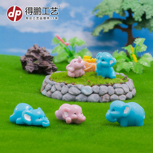 ดีพี มินิ ฟิกเกอร์ช้างการ์ตูน งานฝีมือเรซิ่น ของตกแต่งบ้าน ของประดับสวน ของตกแต่งโต๊ะทำงาน - Product Image 3