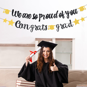 Graduation Célébration Fête <span class=keywords><strong>Fond</strong></span> Étanche En Acier Inoxydable Carré Étiquettes Adhésives Personnalisées Glitter Drapeau <span class=keywords><strong>Docteur</strong></span> Chapeau - Product Image 3