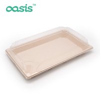 Oasis Assiette jetable personnalisée en bagasse verte biodégradable, plateau pour restauration rapide, vaisselle compostable, imperméable et résistante à la graisse