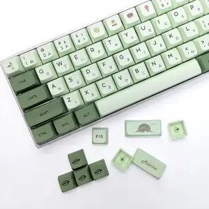 Tecsee Matcha keycaps PBT 124 Keys XDA Profile Dye Sublimation ANSI Layout Set Japanese keycaps