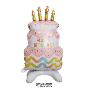 ลูกโป่งเค้กสามชั้นสีสันสดใสสำหรับตกแต่งงานเลี้ยงวันเกิดของเด็กลูกโป่งฟอยล์รูปเค้ก - Product Image 5