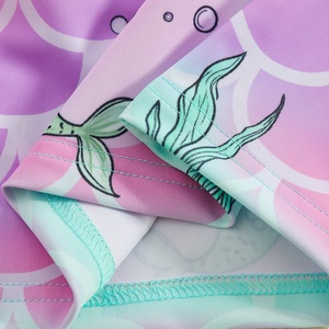 Ensemble de protection solaire sirène écologique et respirant pour filles, haut de bain à manches longues color block, jupe et short, ensemble deux pièces mignon - Product Image 4