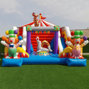 Castillo inflable gigante de circo para exteriores con tobogán, parque infantil comercial con brincolín de payaso. - Product Image 1