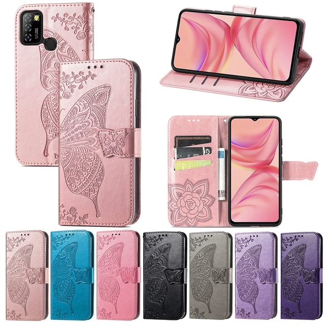 For Infinix Hot 10 Lite Play NOTE10 Smart 5 Smart HD 2021 NOTE7 Butterfly Floral Wallet Leather Case Flip Phone Cover