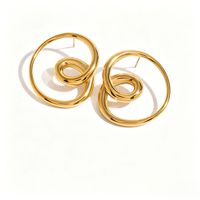 Boucles d'oreilles minimalistes en spirale creuse Gaovo, créoles en acier inoxydable plaqué or 18 carats pour la vente transfrontalière européenne et américaine.