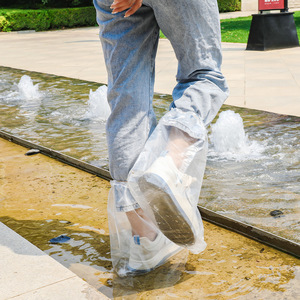 Couvre-bottes de pluie jetables, imperméables, antidérapants, en plastique transparent, épaissis, résistants à l'usure, protection des pieds unisexe pour l'extérieur - Product Image 4
