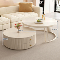 Table basse moderne en dalle de roche style crème, nouveau modèle 2026, luxe léger, sensation haut de gamme, idéale pour salon, extensible avec rangement