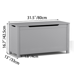 <span class=keywords><strong>Coffre</strong></span> de rangement en bois pour jouets, finition grise, avec charnière sécurisée, organisateur de rangement pour enfants pour jouets, balles et livres - Product Image 2
