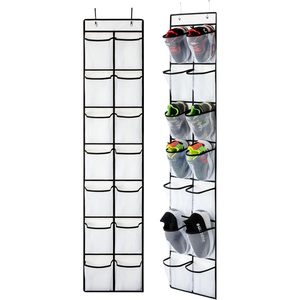 Over The Door Shoe Organizer 28 <b>Pockets</b> Mesh Hanging Shoe Storage Closet Door Rack <b>White</b> 2 Pack - Product Image 1
