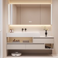 Ensemble de meubles de salle de bain personnalisable avec armoire en aluminium nid d'abeille et lavabo intégré monobloc