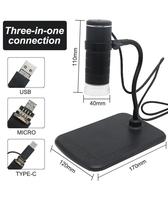 Microscope for Mobile Repair 0.3MP 1000x 480P Electronic Magnifier Lab Research Biological Student 3 in 1 USB Digital Microscope