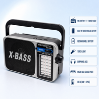 Radio portable avec logo personnalisé, fabrication OEM directe d'usine, AM FM, ondes courtes SW1 SW2, rechargeable par USB, lampe torche LED, vente en gros