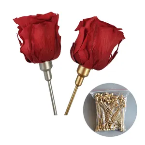 Eternal Flower Stem For Holding Preserved Flowers Wholesale Low Price Gold Color Plastic Rose Stem