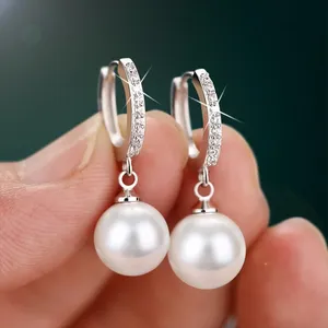 Neues Design Perlen ohrringe Echte natürliche Süßwasser perle Sterling Silber Ohrringe Perlens chmuck für Weman Hochzeits geschenk