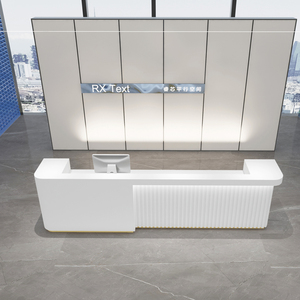 Mostrador de recepción de empresa minimalista moderno con luz LED, Bar de oficina pintado, tienda de ropa, centro comercial, cajero de Hotel - Product Image 3