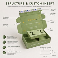 Emballage personnalisé en carton ondulé avec dorure à chaud pour cosmétiques, boîte d'expédition Matcha Green Tear Strip, boîtes d'abonnement