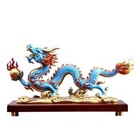 Statue de dragon en bronze sur mesure, finition laiton antique, grande sculpture de jardin chinoise, technique de moulage, fontaine d'eau