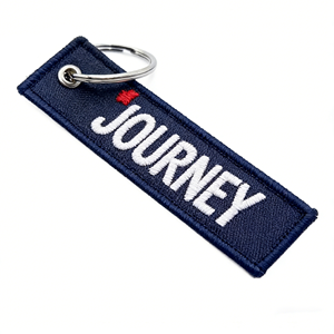 Custom Woven Fabric Keychain Embroidered Luggage Tag Rectangle Cloth <b>Key</b> <b>Ring</b> Travel <b>Bag</b> Accessory - Product Image 2