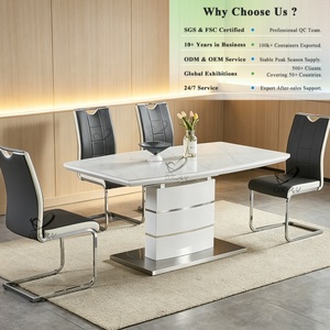 Mesas de <span class=keywords><strong>Cocina</strong></span> Extensibles de Estilo Nórdico de Lujo Moderno con Tablero de MDF y Panel de Madera, Mesas de Comedor Grandes de la Fábrica OKAY - Product Image 2
