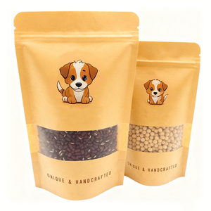 Bolsa de Papel Kraft con Cierre Zip y Ventana, Personalizada con Logotipo, Reutilizable, para Alimentos de Mascotas (Perros y Gatos) - Product Image 1