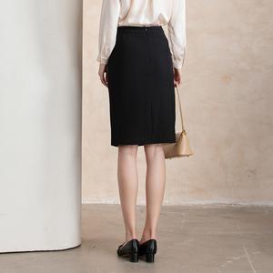 <span class=keywords><strong>Gonna</strong></span> autunnale <span class=keywords><strong>nera</strong></span> sul posto di lavoro sottile e Versatile <span class=keywords><strong>con</strong></span> <span class=keywords><strong>spacco</strong></span> posteriore in poliestere/Spandex al ginocchio traspirante dritto/avvolgente - Product Image 2