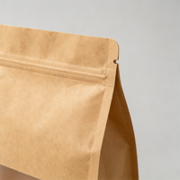 Sachets d'emballage alimentaire personnalisés en papier kraft à 8 soudures latérales, avec fenêtre transparente et fermeture éclair, pour noix, thé et snacks