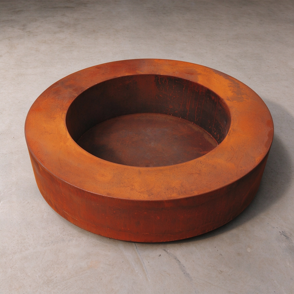 Corten Steel Wood Burning Fire Pit Round Fire Bowl Outdoor Garden Patio ...