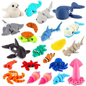 Vashine Juego de 22 Animales Marinos en 3D, Juguetes Creativos y Divertidos para Niños, Animales Marinos Flexibles Impresos en 3D, Juguetes de Material Ecológico para Niños - Product Image 2