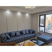 Sofá Chesterfield de Terciopelo Acolchado de Lujo para Sala de Estar, Vestíbulo de Hotel, Apartamento, Sofá Moderno de 3 Plazas Tapizado con Botones Profundos