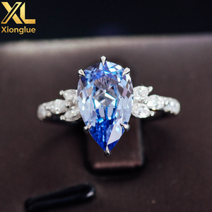 Bague personnalisée élégante en or 18 carats, or massif 14 carats, pierre précieuse de laboratoire, bague de mariage, bijoux fins, saphir de laboratoire taille poire, bague de fiançailles - Product Image 4