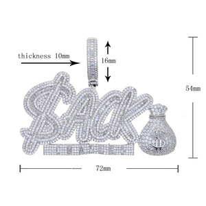 Collana con Ciondolo a Forma di Borsa con <span class=keywords><strong>Pietre</strong></span> CZ per Uomo, Gioielli Hip Hop - Product Image 2