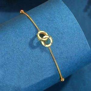 Xinfly Pure 18K Gold Chopin Chain Jewelry Au750 Double Ring Buckle <b>Beads</b> <b>Bracelet</b> - Product Image 5