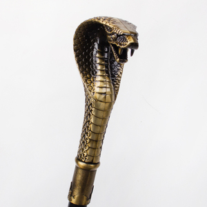 Canne de marche vintage sculptée en forme de tête de cobra, accessoire de costume de gentleman pour soirée, style vintage - Product Image 5