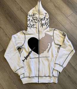 Costura inversa personalizada 500GSM con cremallera completa bordada Color bloqueado Sudadera con capucha diseñador personalizado Streetwear chaqueta con insignia desgastada - Product Image 3
