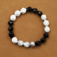 10mm Méditation Naturelle À Facettes Howlite Noir Onyx Perles Givrées Vintage Charme Bijoux De Mode DIY Stretch Protection Bracelet