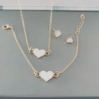 Ensemble collier chaîne de pull en fer avec perles de quartz en forme de cœur, motif goutte d'huile multicolore, pour femme, tendance