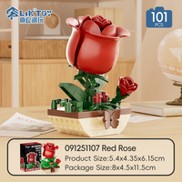 Set de Bloques de Construcción de Rosas Rojas DIY, Modelo de Planta en Maceta Botánica 3D, Kit de Construcción, Decoración Creativa para Escritorio, Juguete de Regalo