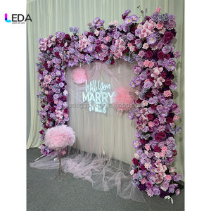 Arco Floral LEDA, Arco de Rosas Púrpuras, Fondo para Bodas al Aire Libre, Arco Floral Suave para Pasillo, Día de San Valentín - Product Image 6