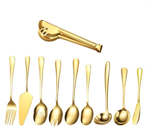 Cucharas <span class=keywords><strong>de</strong></span> Servir Grandes <span class=keywords><strong>de</strong></span> Metal Dorado, <span class=keywords><strong>Utensilios</strong></span> <span class=keywords><strong>de</strong></span> <span class=keywords><strong>Cocina</strong></span> Ranurados, Cucharas <span class=keywords><strong>de</strong></span> Servir <span class=keywords><strong>de</strong></span> Acero Inoxidable, Tenedores para Servir, Espátulas para Pastel - Product Image 1
