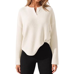 <b>Womens</b> Long Sleeve Henley Ribbed Knit Tunic <b>Top</b> Button Front All Seasons Viscose Cotton Blend - Product Image 1