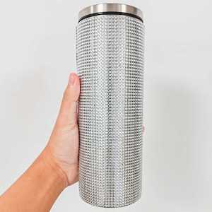 Vaso de Viaje de Lujo de Acero Inoxidable con Diamantes de Imitación Brillantes, Diseño de Diamantes, Aislado, con Pajita, para Regalos, Colores Personalizados, 20 oz - Product Image 4