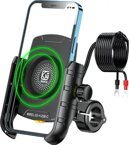 Qi 15W Wireless-Ladegerät USB C 20W Schnell ladung Aluminium legierung Wasserdichte Motorrad-Telefon halterung
