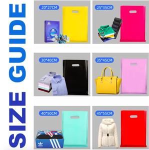 Sac à poignée découpée personnalisé avec logo rose, boutique, cadeaux, tailles en stock, sac de transport réutilisable, sac de shopping en plastique pliable* - Product Image 3