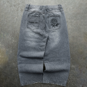 Pantalones <span class=keywords><strong>Vaqueros</strong></span> Personalizados para <span class=keywords><strong>Hombre</strong></span>, Bordados, Negros, Lavados, Estilo Baggy, con Detalle de Cadena y Estilo Urbano - Product Image 3