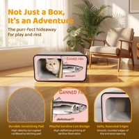 Griffoir et lit pour chat en forme de boîte de conserve en carton moderne – Fournitures pour animaux de compagnie durables et résistantes aux griffures, emballées en carton