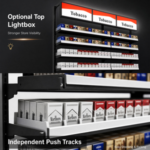Robuuste metalen tabakspresentatiekast voor supermarkten, sigarettenrek, detailhandel tabakskast met lichtbak - Product Image 3