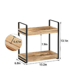 Cuisine en bois salle de bain étagères support Double couche salle de bain coin étagère de rangement organisateur - Product Image 5