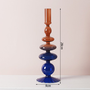 Wholesale Nordic <strong>Style</strong> Colored Glass Candlesticks for Wedding Candle Holder and Home Decoration Candle Jars Other <strong>Lanterns</strong> - Product Image 4
