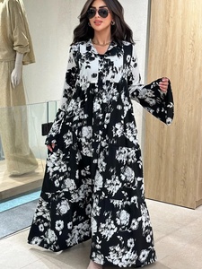 <span class=keywords><strong>Abaya</strong></span> ample et fluide imprimée florale, col en V, style <span class=keywords><strong>kimono</strong></span>, caftan, vêtement islamique, vente en gros ODM - Product Image 5